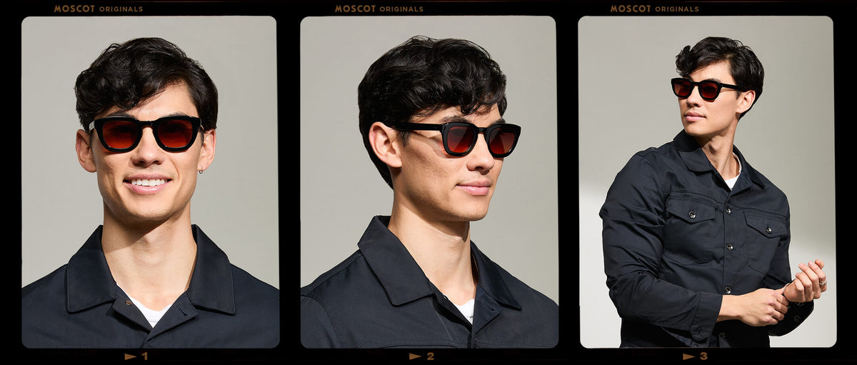Model is wearing The TELENA in Black in size 47 with Cabernet Tinted Lenses