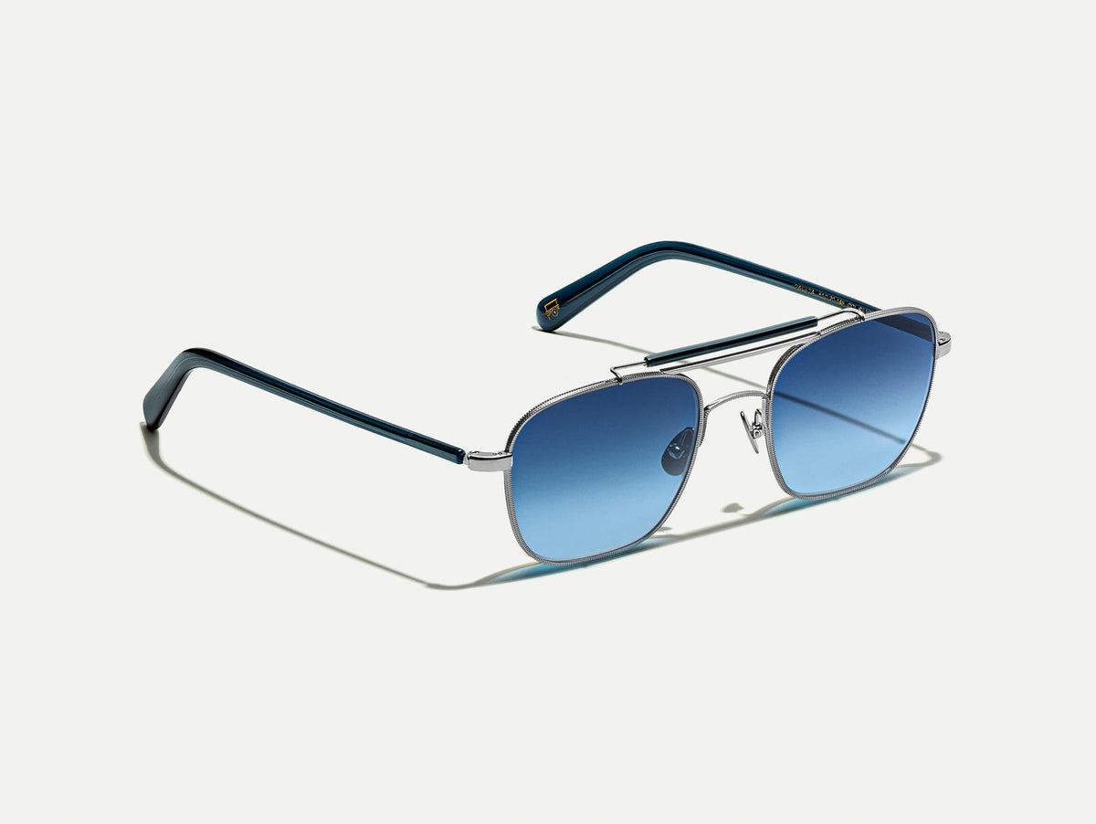 The GAFILTA SUN in Silver/Navy with Denim Blue Tinted Lenses
