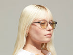 Model is wearing The LEMTOSH in Light Grey size 46 with AMBER+ Tinted Lenses