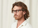 Model is wearing The ZELIG in size 48 in Tortoise